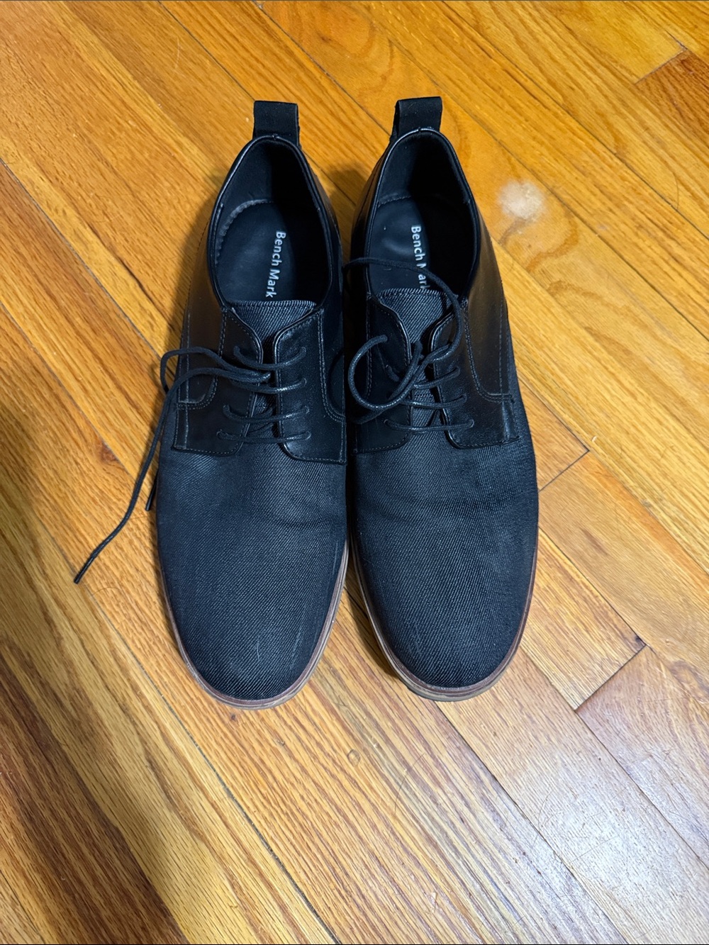 Bershka Black Lace-Up Derby with Brown Sole Edge